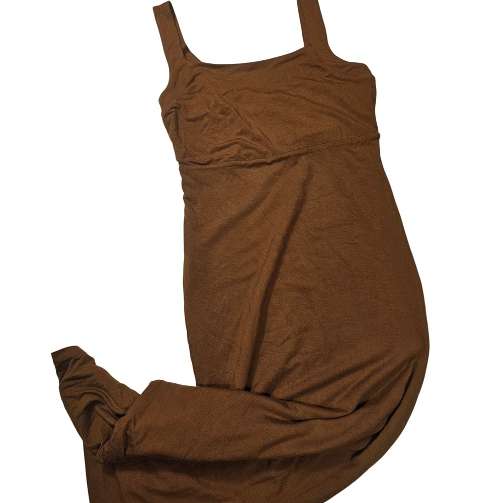 Good American Essential Maxi Dress Brown Square Neck GDK0101 Womens Size 0 - Picture 4 of 8